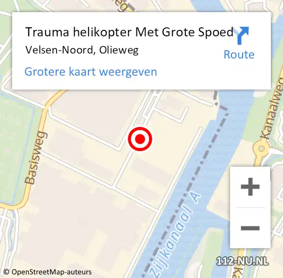 Locatie op kaart van de 112 melding: Trauma helikopter Met Grote Spoed Naar Velsen-Noord, Olieweg op 8 maart 2024 08:24
