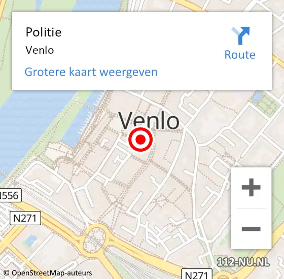 Locatie op kaart van de 112 melding: Politie Venlo op 8 maart 2024 08:33