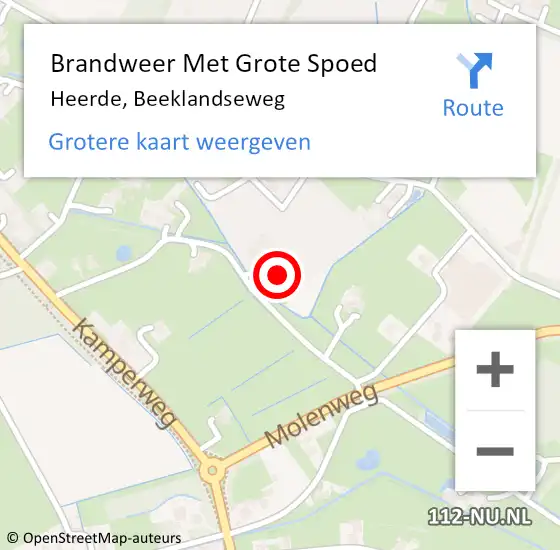 Locatie op kaart van de 112 melding: Brandweer Met Grote Spoed Naar Heerde, Beeklandseweg op 8 maart 2024 08:37