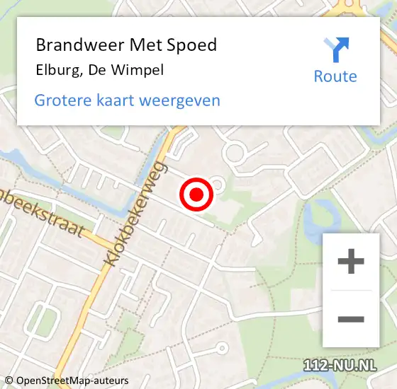 Locatie op kaart van de 112 melding: Brandweer Met Spoed Naar Elburg, De Wimpel op 8 maart 2024 08:42