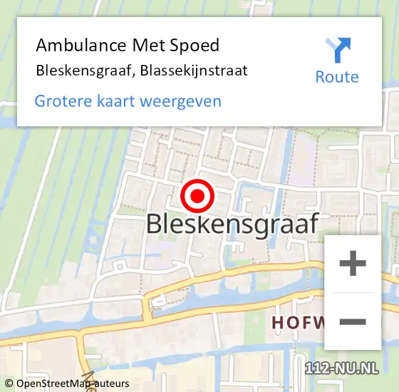 Locatie op kaart van de 112 melding: Ambulance Met Spoed Naar Bleskensgraaf, Blassekijnstraat op 8 maart 2024 08:59