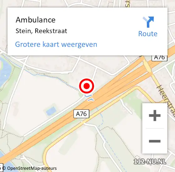 Locatie op kaart van de 112 melding: Ambulance Stein, Reekstraat op 28 september 2014 13:02