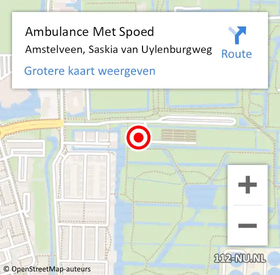 Locatie op kaart van de 112 melding: Ambulance Met Spoed Naar Amstelveen, Saskia van Uylenburgweg op 8 maart 2024 09:05