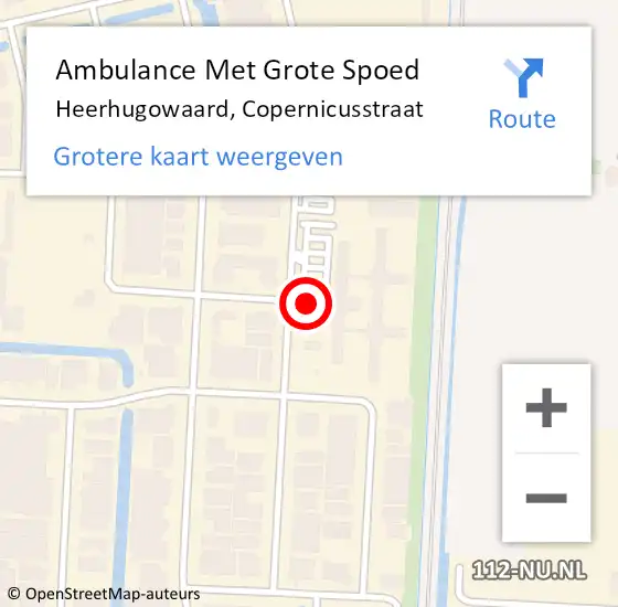 Locatie op kaart van de 112 melding: Ambulance Met Grote Spoed Naar Heerhugowaard, Copernicusstraat op 8 maart 2024 09:12