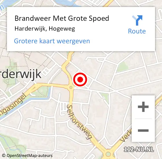 Locatie op kaart van de 112 melding: Brandweer Met Grote Spoed Naar Harderwijk, Hogeweg op 8 maart 2024 09:22