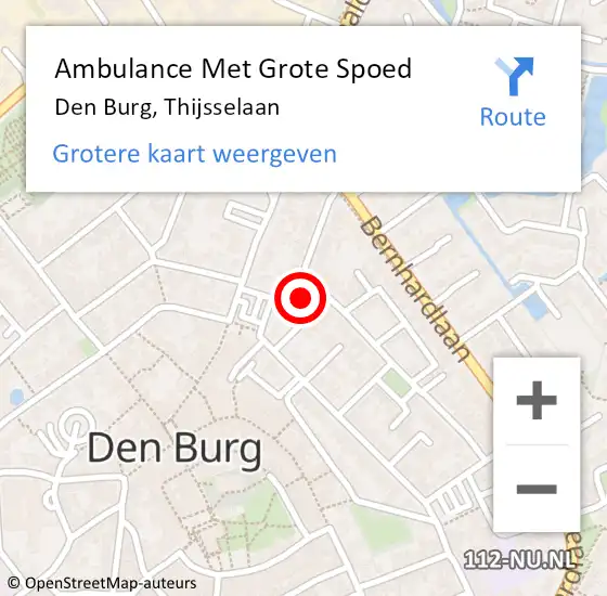 Locatie op kaart van de 112 melding: Ambulance Met Grote Spoed Naar Den Burg, Thijsselaan op 8 maart 2024 09:36