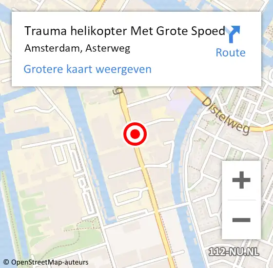 Locatie op kaart van de 112 melding: Trauma helikopter Met Grote Spoed Naar Amsterdam, Asterweg op 8 maart 2024 09:37