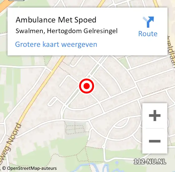 Locatie op kaart van de 112 melding: Ambulance Met Spoed Naar Swalmen, Hertogdom Gelresingel op 8 maart 2024 09:42