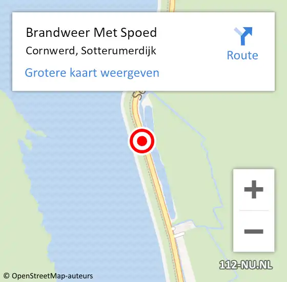 Locatie op kaart van de 112 melding: Brandweer Met Spoed Naar Cornwerd, Sotterumerdijk op 28 september 2014 13:09