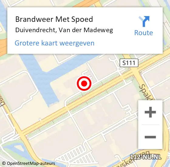 Locatie op kaart van de 112 melding: Brandweer Met Spoed Naar Duivendrecht, Van der Madeweg op 8 maart 2024 09:56