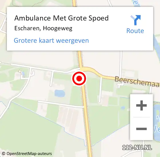 Locatie op kaart van de 112 melding: Ambulance Met Grote Spoed Naar Escharen, Hoogeweg op 15 oktober 2013 22:48