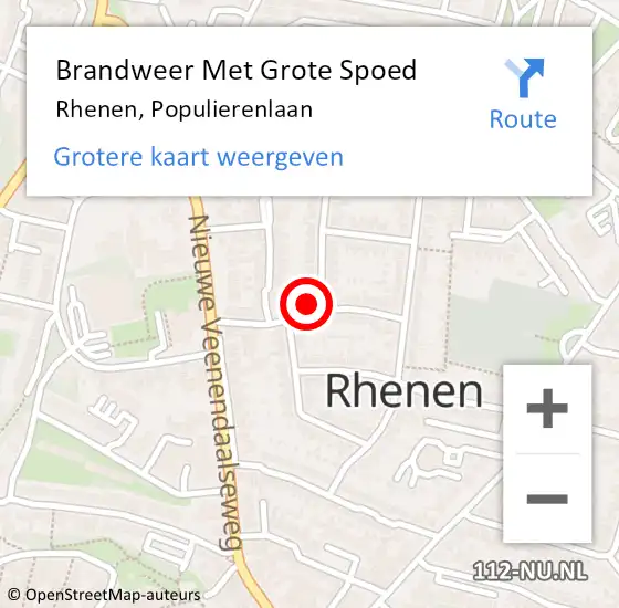 Locatie op kaart van de 112 melding: Brandweer Met Grote Spoed Naar Rhenen, Populierenlaan op 8 maart 2024 10:32