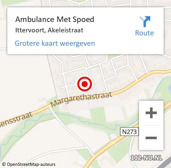 Locatie op kaart van de 112 melding: Ambulance Met Spoed Naar Ittervoort, Akeleistraat op 8 maart 2024 10:37