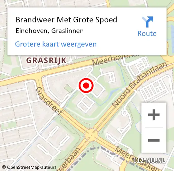 Locatie op kaart van de 112 melding: Brandweer Met Grote Spoed Naar Eindhoven, Graslinnen op 8 maart 2024 10:49