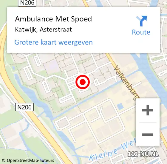 Locatie op kaart van de 112 melding: Ambulance Met Spoed Naar Katwijk, Asterstraat op 8 maart 2024 10:57