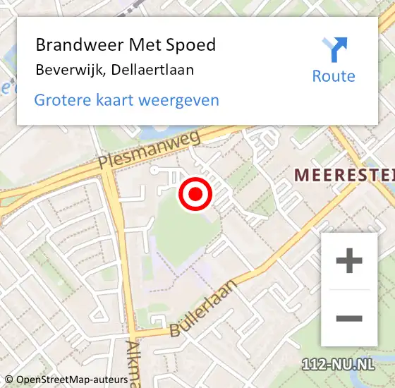 Locatie op kaart van de 112 melding: Brandweer Met Spoed Naar Beverwijk, Dellaertlaan op 8 maart 2024 10:57