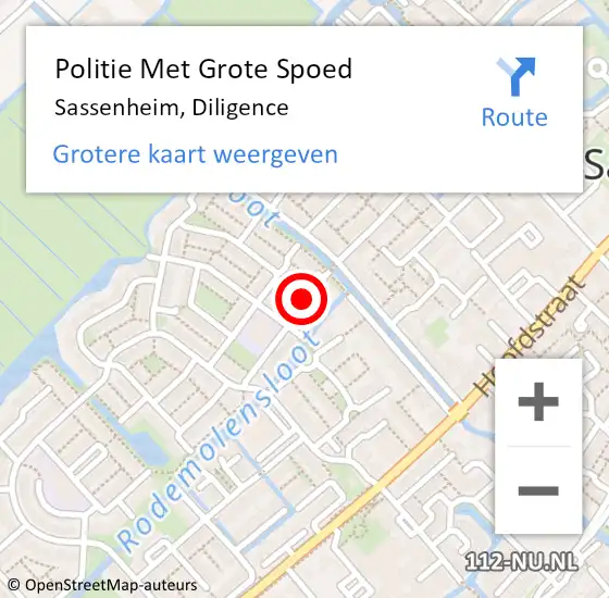 Locatie op kaart van de 112 melding: Politie Met Grote Spoed Naar Sassenheim, Diligence op 8 maart 2024 11:07