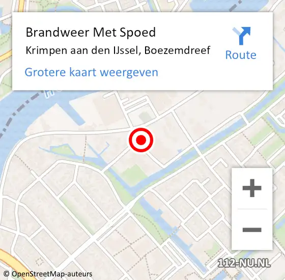 Locatie op kaart van de 112 melding: Brandweer Met Spoed Naar Krimpen aan den IJssel, Boezemdreef op 8 maart 2024 11:14