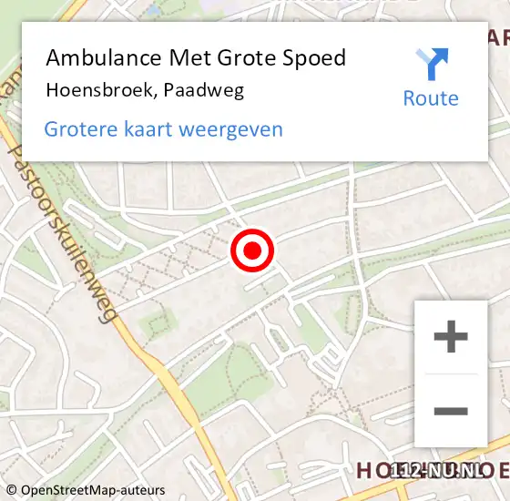 Locatie op kaart van de 112 melding: Ambulance Met Grote Spoed Naar Hoensbroek, Paadweg op 28 september 2014 13:17