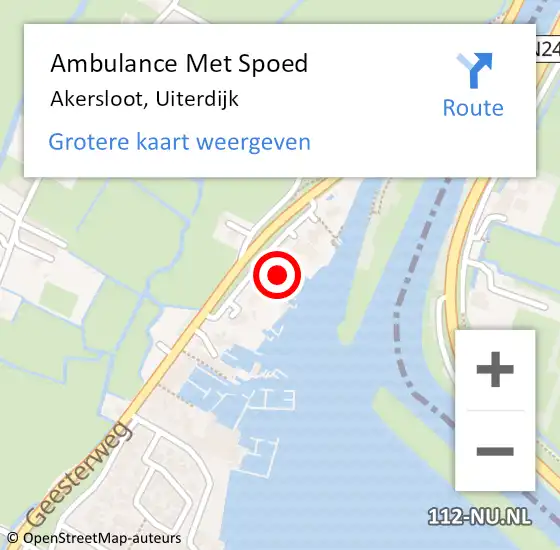 Locatie op kaart van de 112 melding: Ambulance Met Spoed Naar Akersloot, Uiterdijk op 8 maart 2024 11:42