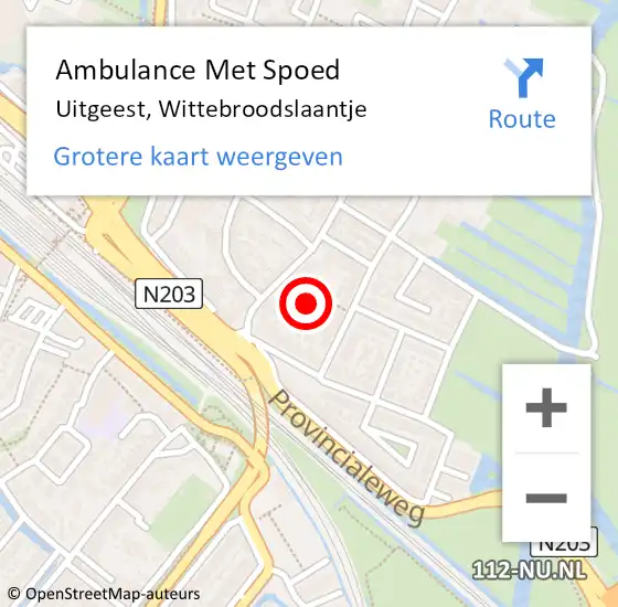 Locatie op kaart van de 112 melding: Ambulance Met Spoed Naar Uitgeest, Wittebroodslaantje op 8 maart 2024 12:16