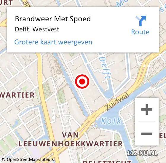 Locatie op kaart van de 112 melding: Brandweer Met Spoed Naar Delft, Westvest op 8 maart 2024 12:31