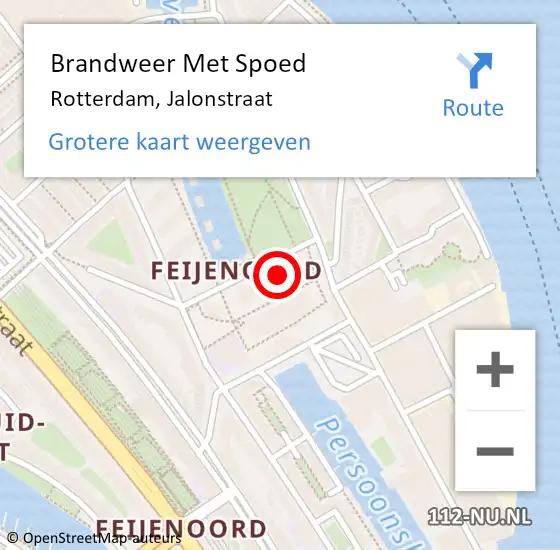 Locatie op kaart van de 112 melding: Brandweer Met Spoed Naar Rotterdam, Jalonstraat op 8 maart 2024 12:58