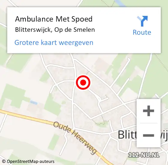 Locatie op kaart van de 112 melding: Ambulance Met Spoed Naar Blitterswijck, Op de Smelen op 28 september 2014 13:28