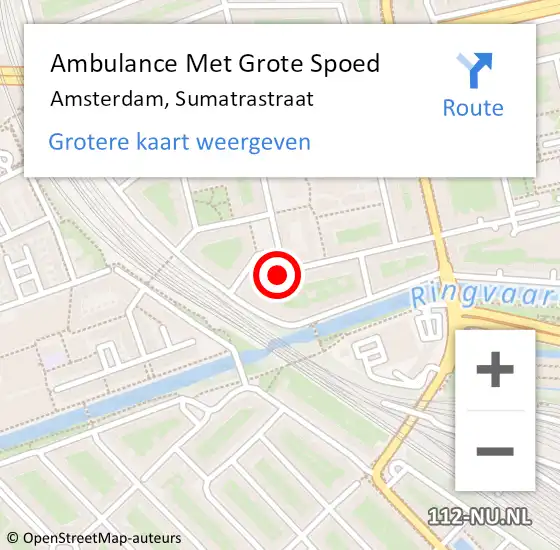 Locatie op kaart van de 112 melding: Ambulance Met Grote Spoed Naar Amsterdam, Sumatrastraat op 8 maart 2024 13:42
