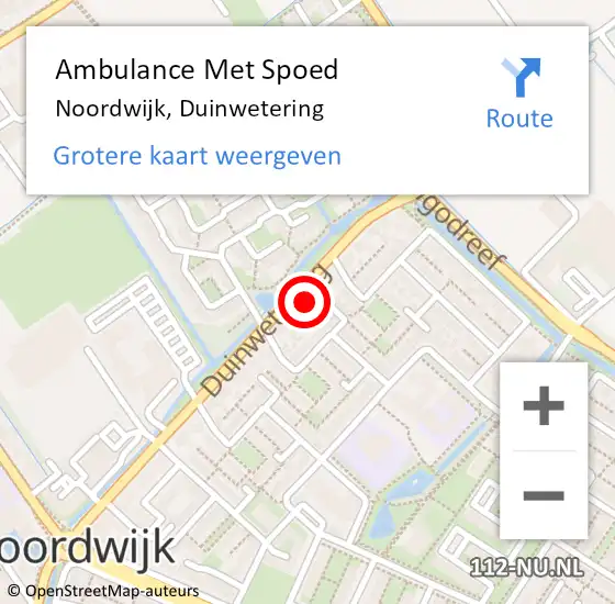 Locatie op kaart van de 112 melding: Ambulance Met Spoed Naar Noordwijk, Duinwetering op 8 maart 2024 14:11