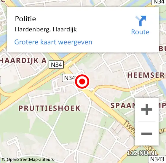 Locatie op kaart van de 112 melding: Politie Hardenberg, Haardijk op 8 maart 2024 14:22