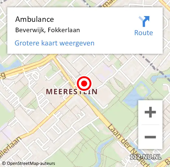 Locatie op kaart van de 112 melding: Ambulance Beverwijk, Fokkerlaan op 8 maart 2024 14:25