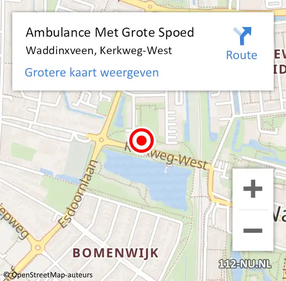 Locatie op kaart van de 112 melding: Ambulance Met Grote Spoed Naar Waddinxveen, Kerkweg-West op 8 maart 2024 14:28