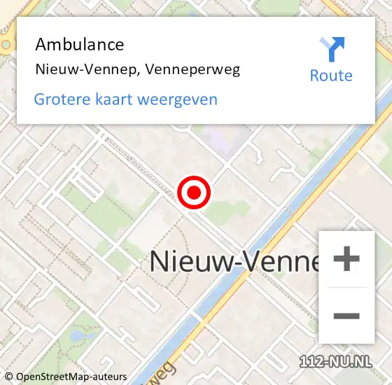 Locatie op kaart van de 112 melding: Ambulance Nieuw-Vennep, Venneperweg op 8 maart 2024 15:04