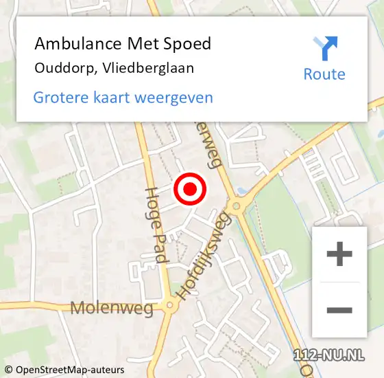 Locatie op kaart van de 112 melding: Ambulance Met Spoed Naar Ouddorp, Vliedberglaan op 8 maart 2024 15:12