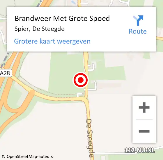 Locatie op kaart van de 112 melding: Brandweer Met Grote Spoed Naar Spier, De Steegde op 8 maart 2024 15:27