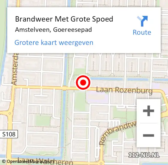 Locatie op kaart van de 112 melding: Brandweer Met Grote Spoed Naar Amstelveen, Goereesepad op 8 maart 2024 15:38