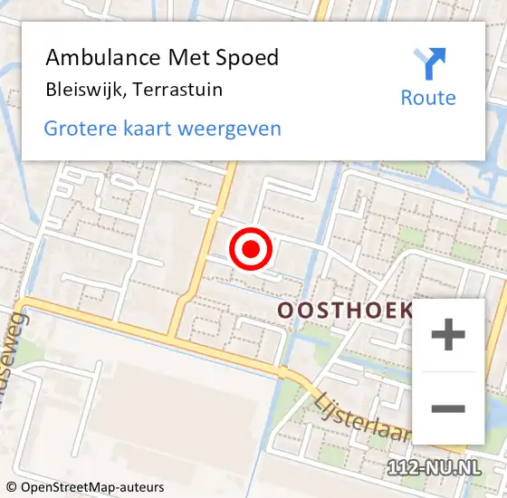 Locatie op kaart van de 112 melding: Ambulance Met Spoed Naar Bleiswijk, Terrastuin op 8 maart 2024 15:40