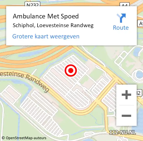 Locatie op kaart van de 112 melding: Ambulance Met Spoed Naar Schiphol, Loevesteinse Randweg op 8 maart 2024 15:43
