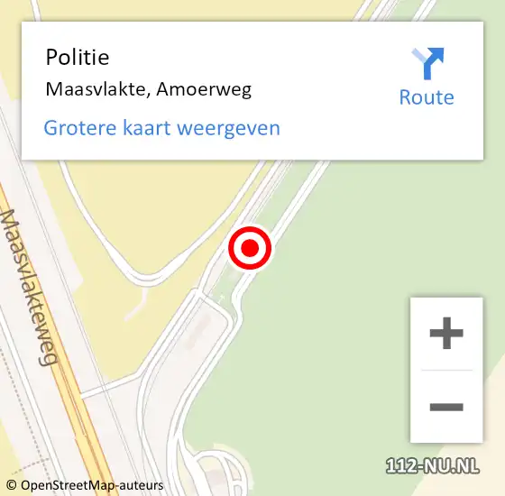 Locatie op kaart van de 112 melding: Politie Maasvlakte, Amoerweg op 8 maart 2024 15:47
