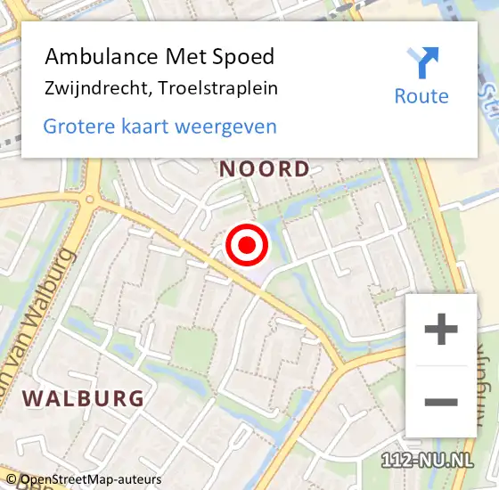 Locatie op kaart van de 112 melding: Ambulance Met Spoed Naar Zwijndrecht, Troelstraplein op 8 maart 2024 15:49