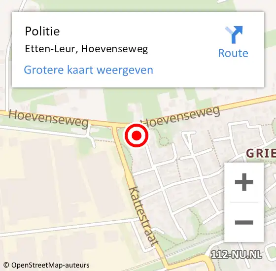 Locatie op kaart van de 112 melding: Politie Etten-Leur, Hoevenseweg op 8 maart 2024 15:52