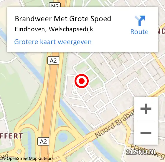 Locatie op kaart van de 112 melding: Brandweer Met Grote Spoed Naar Eindhoven, Welschapsedijk op 8 maart 2024 15:53