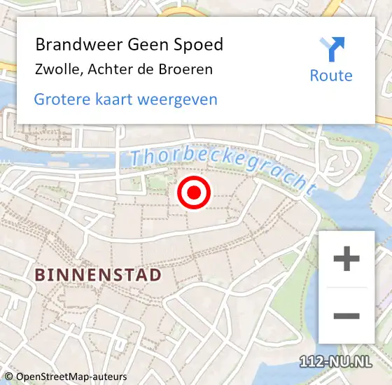 Locatie op kaart van de 112 melding: Brandweer Geen Spoed Naar Zwolle, Achter de Broeren op 8 maart 2024 16:24