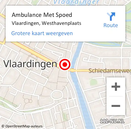 Locatie op kaart van de 112 melding: Ambulance Met Spoed Naar Vlaardingen, Westhavenplaats op 8 maart 2024 16:29