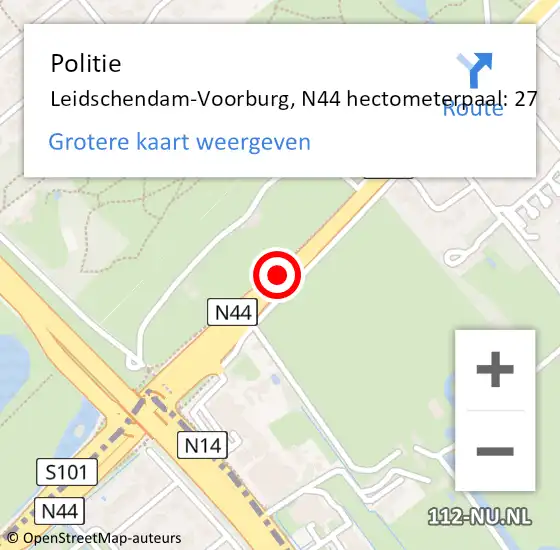 Locatie op kaart van de 112 melding: Politie Leidschendam-Voorburg, N44 hectometerpaal: 27 op 8 maart 2024 16:32