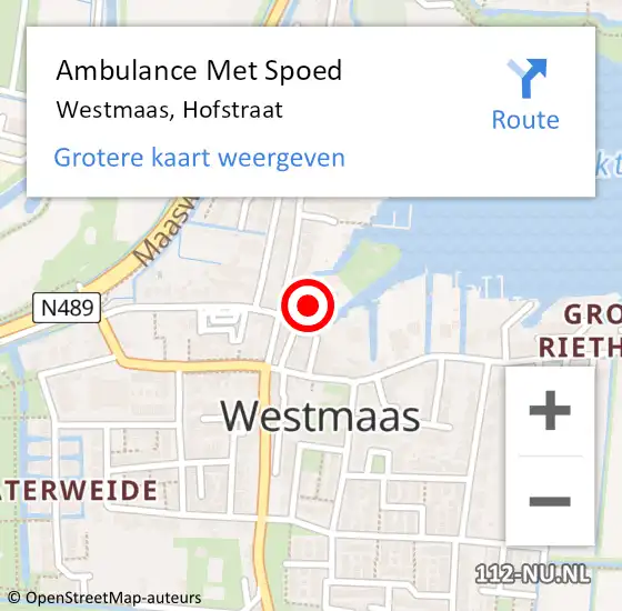 Locatie op kaart van de 112 melding: Ambulance Met Spoed Naar Westmaas, Hofstraat op 28 september 2014 14:05