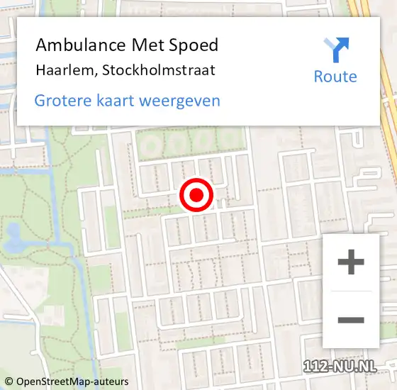 Locatie op kaart van de 112 melding: Ambulance Met Spoed Naar Haarlem, Stockholmstraat op 8 maart 2024 17:13