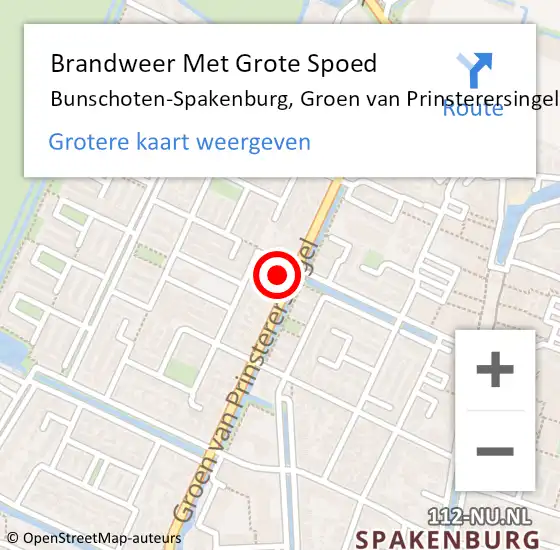 Locatie op kaart van de 112 melding: Brandweer Met Grote Spoed Naar Bunschoten-Spakenburg, Groen van Prinsterersingel op 8 maart 2024 17:13