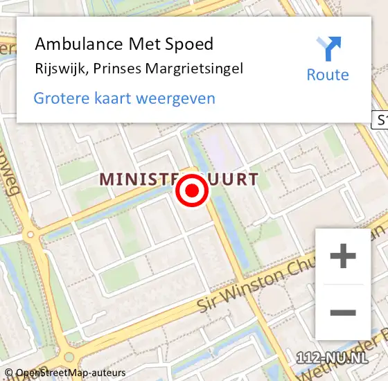 Locatie op kaart van de 112 melding: Ambulance Met Spoed Naar Rijswijk, Prinses Margrietsingel op 8 maart 2024 17:16